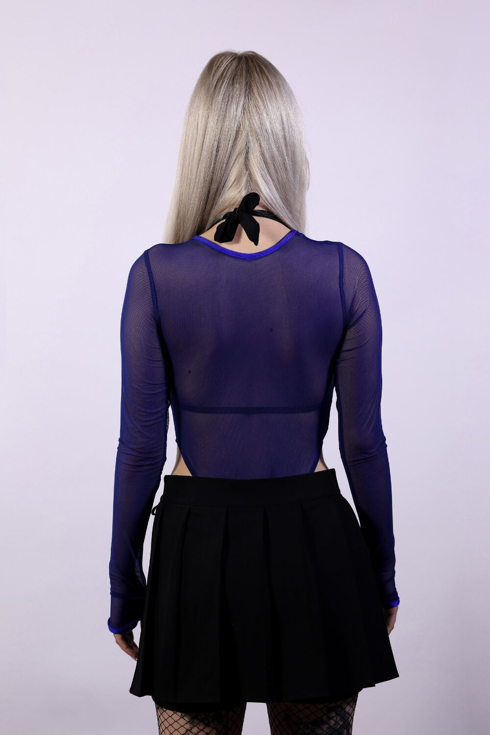 Body z długim rękawem szafir