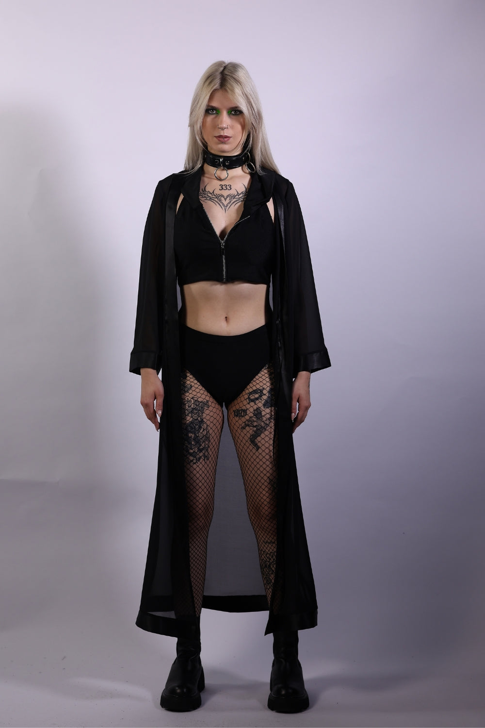 Czarne kimono z szyfonu